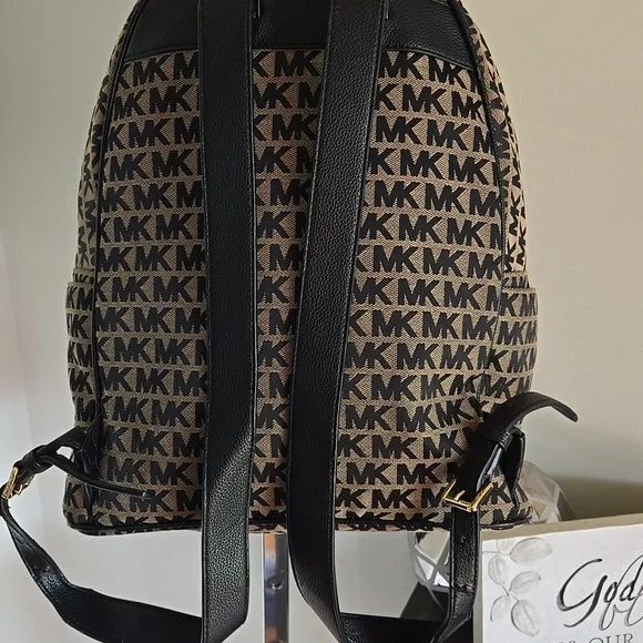 Michael Kors Jacquard Backpack Black/Tan - Picture 5 of 17